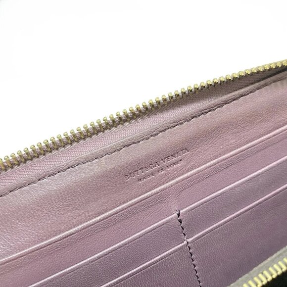 Auth BOTTEGA VENETA Zip Around Wallet, Intrecciato 114076 Light Purple Leather - Picture 4 of 13